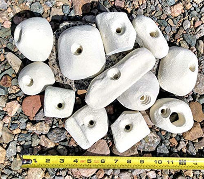 12 Pack Large Polyurethane Bolt-On Rock Climbing Wall Hand Holds - color: white
