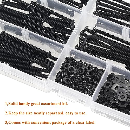 HELIFOUNER 400 Pieces M3 x 30mm /35mm /40mm /45mm /50mm, Button Head Socket Cap Metric Screws Bolts Washers Nuts Kit, 10.9 Grade Alloy Steel, Fully Threaded, Black - size: M3 x 30/35/40/45/50mm, style: Button Head