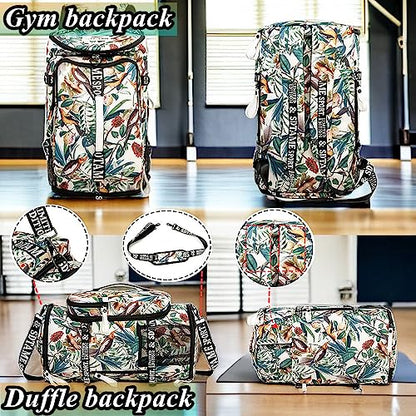 Gym Duffle Bag Backpack with Shoe Compartment,4 ways Travel Backpack for Women and Men,Multi-Functional Weekender bag with Waterproof Layer&Laptop Compartment for Fitness, Travel,Camping - color: Yellow