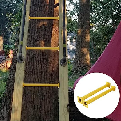 6 Pcs Yellow Outdoor Monkey Bars Ladder Rungs Playground Accessories | Heavy Duty Solid Constructed, Non-Slip Matte Powder Coated Weather Resistant, Hardware Include, Playset Swing Set Jungle Gym - color: Yellow