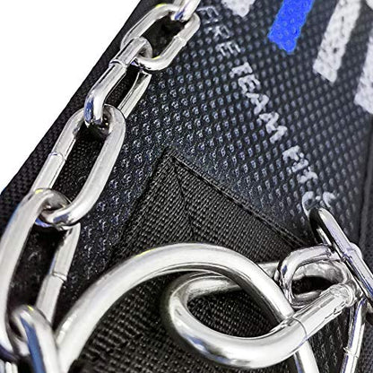 Weighted Belt with Chain, For Pullups, Dips, Weight Lifting, Powerlifting, & Cross Training - color: BlueLine