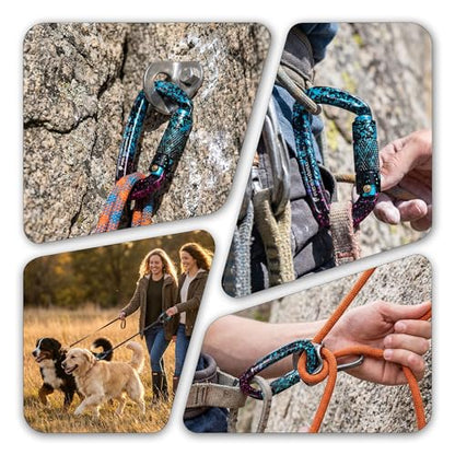 FresKaro UIAA Certified 25KN Auto Locking Climbing Carabiner Clips, Twist Lock, and Heavy Duty Carabiners for Rock Climbing, Rappelling, and Mountaineering, D Shaped - color: 3PCS-SPECKLED
