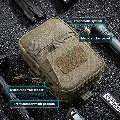 EXCELLENT ELITE SPANKER Tactical Molle EDC Pouch with Cellphone Pouch | Molle admin pouch,molle utility pouch,tool pouch,Organizer Nylon Belt Waist Bag - color: Ranger Green