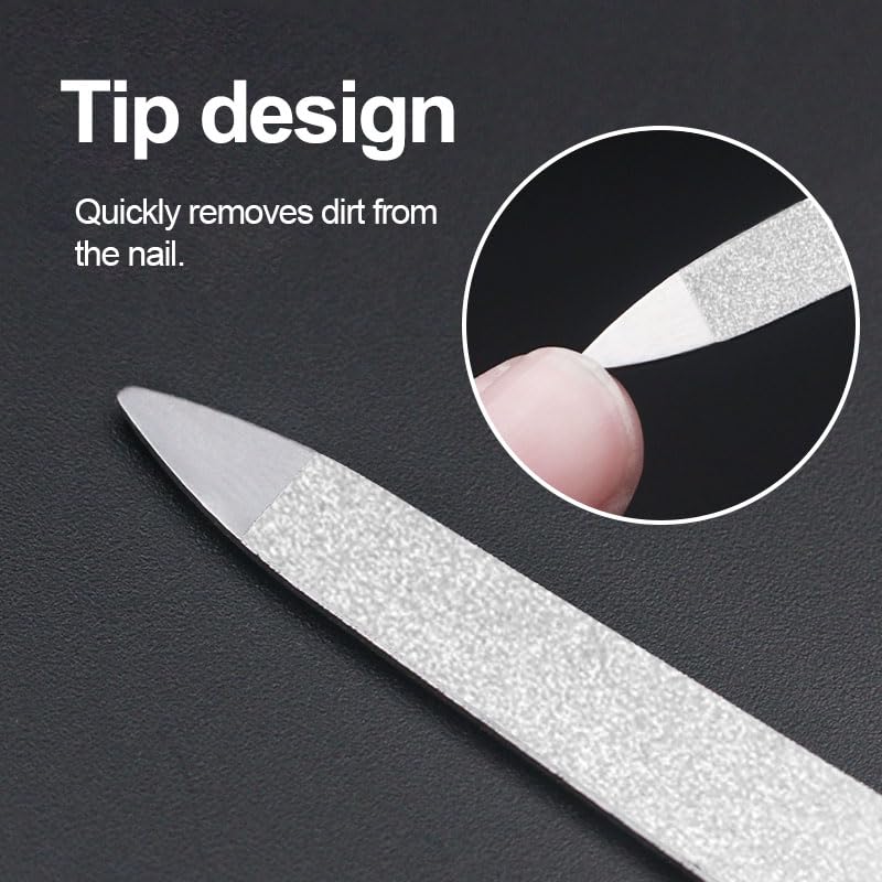 Metal Nail File (3 Pack), Metal Nail Files for Natural Nails, Stainless Steel 6 Inch Nail File with Sharp Pointed Tip Non Slip Handle,Double Sided Fingernail Files for Natural Nails Toenail