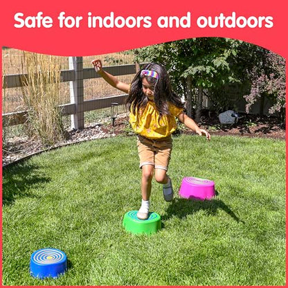 edxeducation Step-a-Trail | Stumps | Set of 3 Stepping Stones | Obstacle Course for Kids | Indoor and Outdoor | Build Gross Motor Skills | for Ages 18M+ - style: Stumps