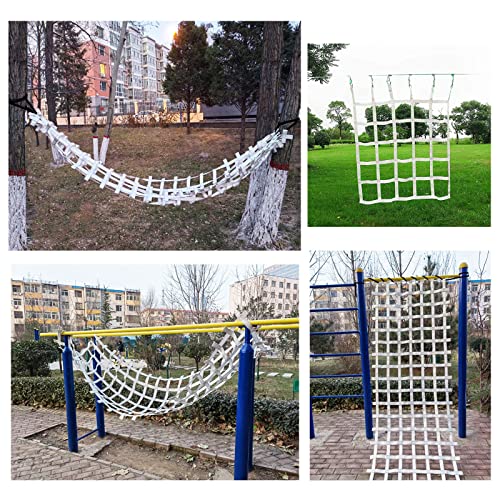 Climbing Cargo Net Heavy Duty,Ninja Net,Rope Ladder for Kids Outdoor Treehouse Backyard Playground Indoor Obstacle Webbing Net for Swing Set Jungle Gym Accessories for Slacklines,White - size: 3x42ft/0.9x12.8m