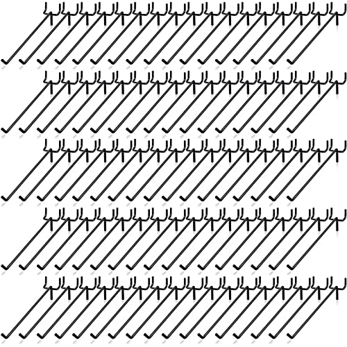 Shimeyao 100 Pcs Peg Board Shelving Hooks Stainless Steel Hanging Board Pegs Wall Display Hooks Bulk for 1/8 1/4 Garage Storage Organizer Accessories (8 Inch,Black) - color: Black, size: 8 Inch