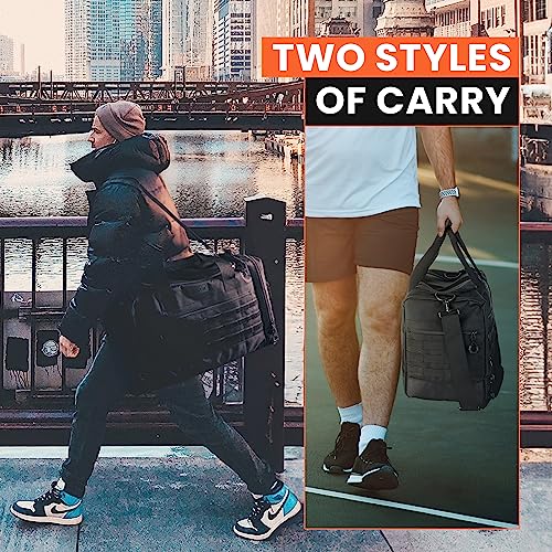 Fitdom 22" Sneaker Bag for Travel, TSA Carry-On Size Approved | Personal Sports Equipment, Soccer, Basketball and more, Multi-functional Duffle, 3 Adjustable Padded Dividers, Shoulder Strap