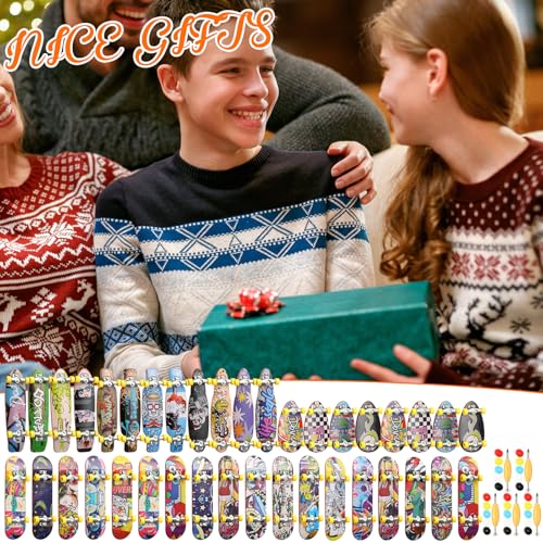 Hiboom 50 Pack Fingerboard Skateboards Professional Finger Boards Collectible Mini Skateboards Creative Fingertips Movement Gifts Finger Sports Party Favors for Adults, Random Style