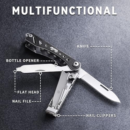 OUTU Nail Clippers Multitool,Nail File,Bottle Opener,Utility Tool with Gift Box(Black) - style: Black