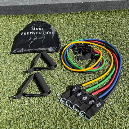 Premium Long Tube Resistance Bands with Handles, Set of 5 Strengths with Carrying Bag, for Men and Women, Strength Training Home Gym Workout Equipment