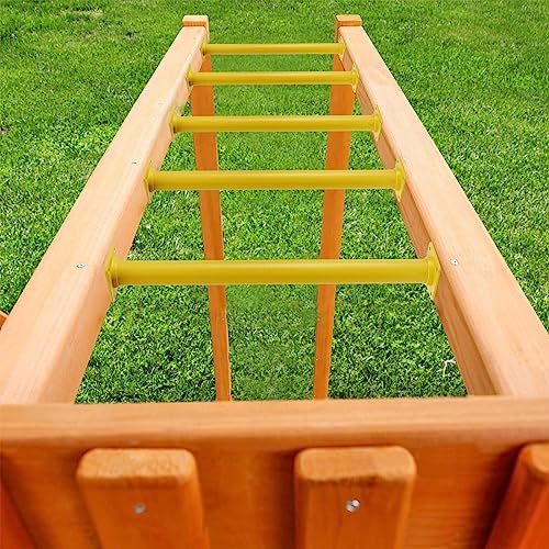 6 Pcs Yellow Outdoor Monkey Bars Ladder Rungs Playground Accessories | Heavy Duty Solid Constructed, Non-Slip Matte Powder Coated Weather Resistant, Hardware Include, Playset Swing Set Jungle Gym - color: Yellow