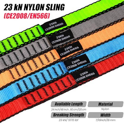 18MM Nylon Climbing Slings Runners 23 kN Strong Webbing Straps for Rock Climbing, Rappelling, Swing, Yoga Hammock etc - color: 2PCS Grey, size: 48inch/120cm