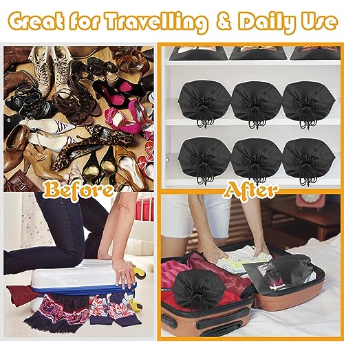 Large Black Travel Shoe Bags - 10 Pcs with Clear Window, Non-Woven Drawstring, 12.6" X 17.3" for Men Women - color: Black, style: 10 Pack
