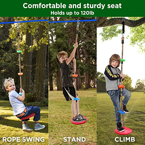 Ninja Obstacle Course for Kids Backyard - 10 Durable Obstacles and 60' Slackline - Outdoor Warrior Obstacle Playset Equipment with Gymnastic Ring, Rope Ladder, Ninja Wheel, Climbing Rope Swing