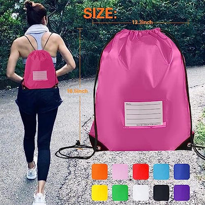 20 Pcs Drawstring Bags,Bulk Draw String Backpack, DIY Gym Sports Cinch Bag Sackpack for Women Men, Pink - color: Pink