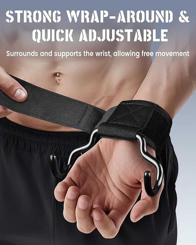 Gym Grips – A Pair of Weight Lifting Straps for Deadlifts, Barbell Rows, Pull-Ups & Strength Training | Powerlifting & Bodybuilding Workout Equipmen