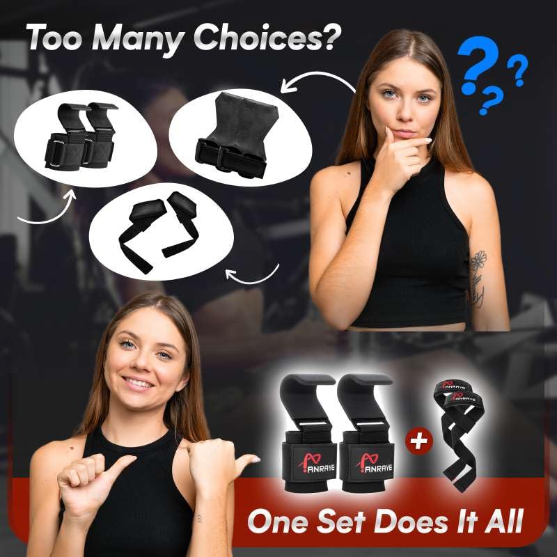 Weight Lifting Hooks & Straps Set, Lifting Hooks with Anti-Slip Grip | Adjustable Wrist Wraps for Weightlifting, Deadlifts, Powerlifting, Gym Straps for Men and Women, Black-Red