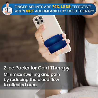 Simplation Trigger Finger Splint and Ice Pack (2+2 Set) for Pain Relief | No More Finger Pain, Arthritis, Injured Mallet Finger, Fits Index, Middle, Thumb, Ring Finger