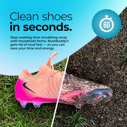 BootBuddy Cleat & Boot Cleaner Brush, Black | For Soccer Cleats, Golf Shoes, Baseball Cleats & Hiking Boots, Removes Mud, Dirt & Stains in Seconds