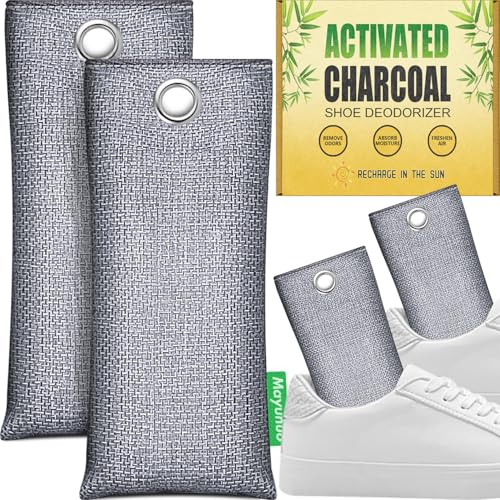Activated Charcoal Odor Absorber, Natural Shoe Deodorizer Insert, Sneaker Odor Eliminator and Moisture Absorbers. 2 Pack Bamboo Charcoal Air Purifying Bags Shoe Smell Remover - style: 2 Pack Shoe Deodorizer