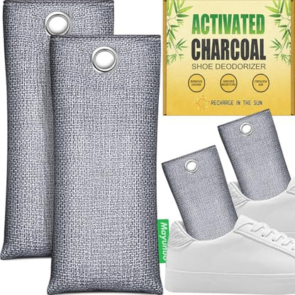 Activated Charcoal Odor Absorber, Natural Shoe Deodorizer Insert, Sneaker Odor Eliminator and Moisture Absorbers. 2 Pack Bamboo Charcoal Air Purifying Bags Shoe Smell Remover - style: 2 Pack Shoe Deodorizer