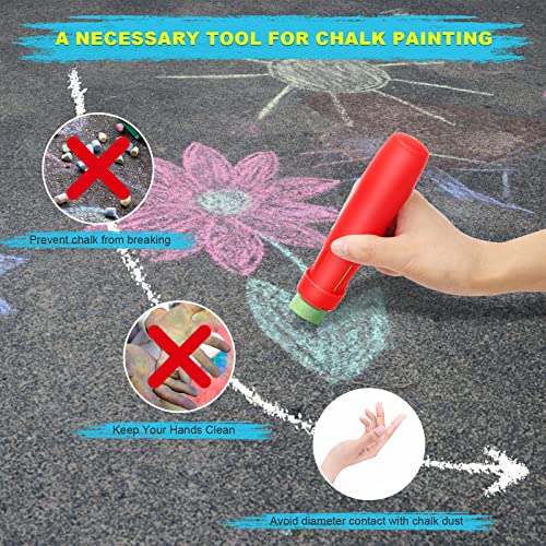 Windspeed Sidewalk Chalk Holder - 10 Pcs Railroad and Jumbo 1 Inch Plastic Holders for Kids, Teachers, Students, School, Office and Artists