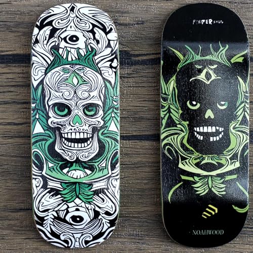 NOAHWOOD NW14.0 Fingerboard Complete (Short Nose Short Tail Deck 98x35.5mm 5-Layer Color Maple Pro concave Design Mini Skateboard Deck) +Pro 36mm Hex Mint Truck + Beige ii Wheel (White fingersoul)