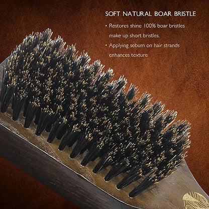 NORSEWOOD Boar Bristle Brush for Shine and Texture - Stiff Bristles for Medium Hair/Beards, Cleaning Brush Included | for Shine & Texture, Hairbrush for Men, with Cleaning Tools