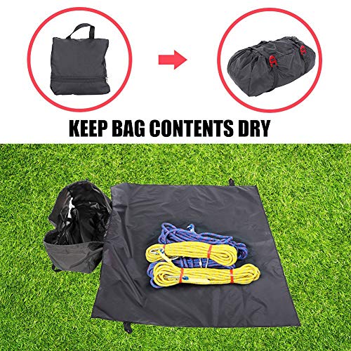 Tiiyee Rock Climbing Rope Bag, Arbor Rope Storage Bag Foldable Backpack with Large Rope Tarp Adjustable Shoulder Straps Waterproof Oxford Large Capacity Ultralight Outdoor Hike Gear Equipment(black) | Large Capacity Rope Storage Bag with Foldable Tarp Des