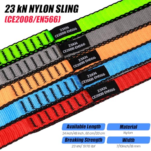 18MM Nylon Climbing Slings Runners 23 kN Strong Webbing Straps for Rock Climbing, Rappelling, Swing, Yoga Hammock etc - color: 1PC Blue, size: 48inch/120cm