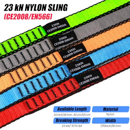 18MM Nylon Climbing Slings Runners 23 kN Strong Webbing Straps for Rock Climbing, Rappelling, Swing, Yoga Hammock etc - color: 1PC Blue, size: 24inch/60cm