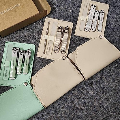 Manicure Set Nail Clippers Pedicure Kit, 4 Pcs Stainless Steel Nail Clippers, Beauty Tool Portable Set Professional Grooming Kits, Travel Nail Kit for Men and Women