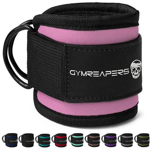 Gymreapers Ankle Straps For Cable Machine Kickbacks, Glute Workouts, Lower Body Exercises - Adjustable Leg Straps with Neoprene Padding - color: Pink, size: Single