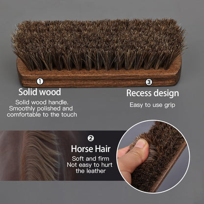 MAXIMILIAN Shoe Shine Brush Kit 3Pcs Suede Brush Solid Wood Shoe Brushes | Horsehair Shoe Brush for Polishing,Crepe Suede Brush,Leather&Suede&Nubuck Shoe Cleaning kit,Remove Stains Spots Restore Suede