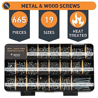 Jackson Palmer 2251 Piece Hardware Assortment Kit with Screws, Nuts, Bolts & Washers (3 Trays)…