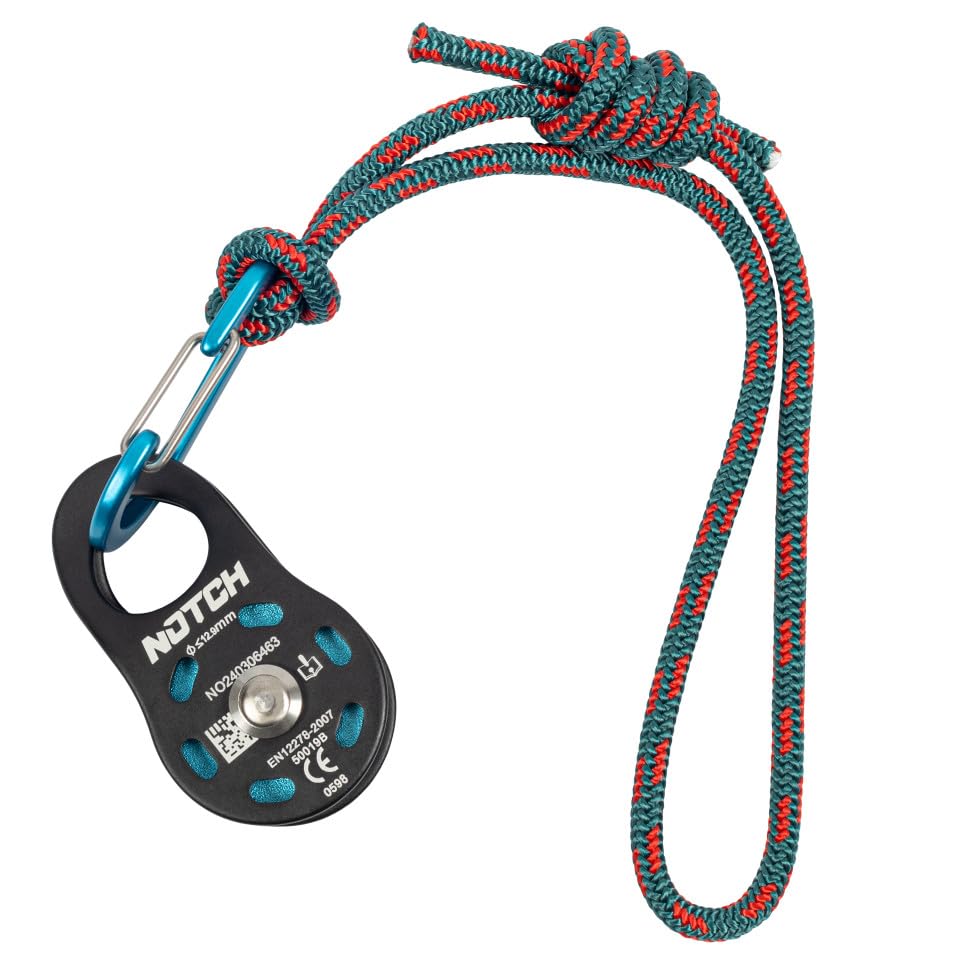 Notch Micro Pulley Combo Includes Micro Pulley, Micro Carabiner & 5mm Accessory Cord, Midline Attachable, Use with Lines up to ½” (13mm) (50096)
