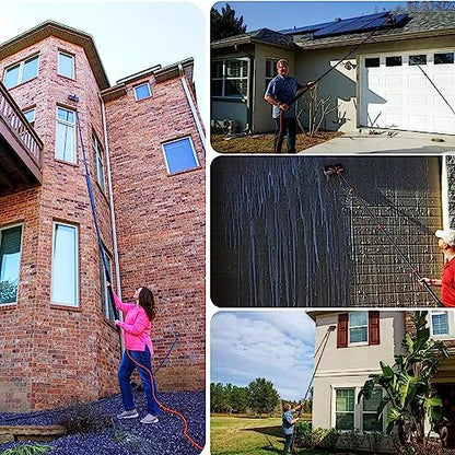 3.6~10.8m Window Cleaning Pole, Water Fed Telescopic Brush, Window Cleaner Kit, Extendable Solar Panel Washing Equipment Cleaning Conservatory Roof - color: 55cm Brush Head, size: 12FT/3.6M