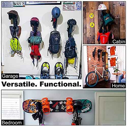 Garage Sports Equipment Organizer MADE IN USA | Multipurpose Equipment Home Storage | Vertical Drying Helmet Rack | Wall Mounted Organization Hanger | for Bike, Motorcycle, Ski, Snowboard, Camping Gear