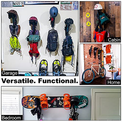 Garage Sports Equipment Organizer MADE IN USA | Multipurpose Equipment Home Storage | Vertical Drying Helmet Rack | Wall Mounted Organization Hanger | for Bike, Motorcycle, Ski, Snowboard, Camping Gear
