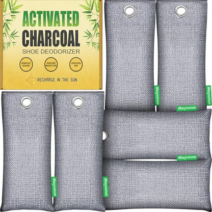 Activated Charcoal Odor Absorber, Natural Shoe Deodorizer Insert, Sneaker Odor Eliminator and Moisture Absorbers. 6 Pack Bamboo Charcoal Air Purifying Bags Shoe Smell Remover - style: 6 Pack Shoe Deodorizer