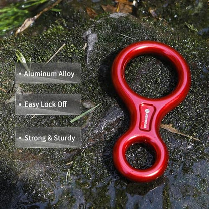 NewDoar Climbing Gear Downhill Equipment, Descender Rappel Rock Climbing Descending Belaying Equipment Rescue Figure 8 Descender Rigging Plate 35KN for Climbing Belaying and Rappeling Device - color: Red