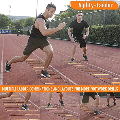 Agility Ladder, Agility Training Equipment, Soccer Speed Ladder, Football Footwork Ladder, Workout Ladder for Kid Adult, Foldable Instant Set-up & Tangle-Free & Carry Bag(4/8/8+4/12 Rung) - size: 8+4 rung