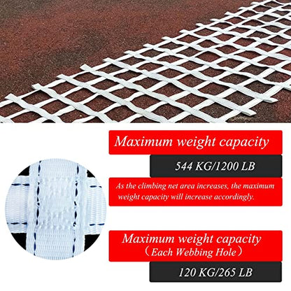 Climbing Cargo Net Heavy Duty,Ninja Net,Rope Ladder for Kids Outdoor Treehouse Backyard Playground Indoor Obstacle Webbing Net for Swing Set Jungle Gym Accessories for Slacklines,White - size: 3x5ft/0.9x1.5m