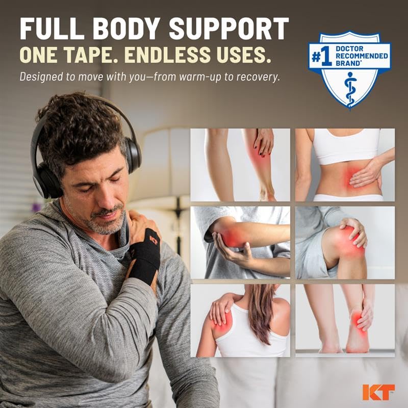KT Tape, Original Cotton, Elastic Kinesiology Athletic Tape, 20 Count, 10” Precut Strips, Purple - color: Purple