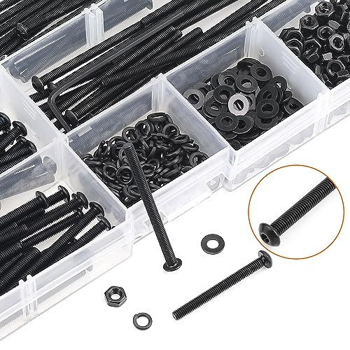 HELIFOUNER 400 Pieces M3 x 30mm /35mm /40mm /45mm /50mm, Button Head Socket Cap Metric Screws Bolts Washers Nuts Kit, 10.9 Grade Alloy Steel, Fully Threaded, Black - size: M3 x 30/35/40/45/50mm, style: Button Head