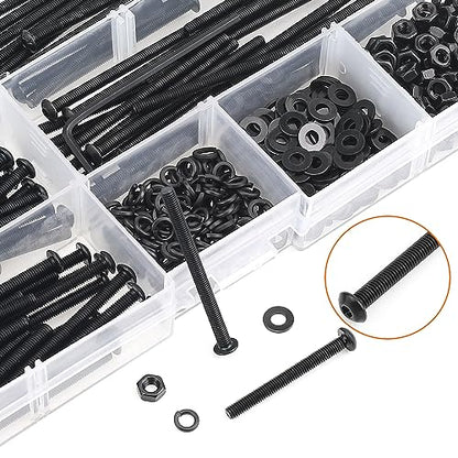 HELIFOUNER 400 Pieces M3 x 30mm /35mm /40mm /45mm /50mm, Button Head Socket Cap Metric Screws Bolts Washers Nuts Kit, 10.9 Grade Alloy Steel, Fully Threaded, Black - size: M3 x 30/35/40/45/50mm, style: Button Head
