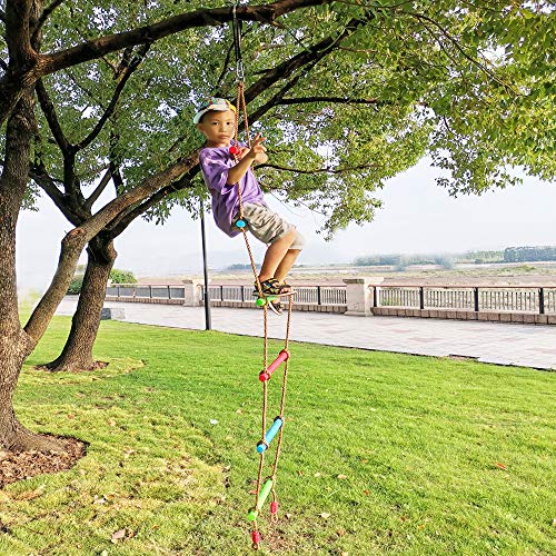 Climbing Rope Ladder Kids Tree Swing with Hanging Strap, Indoor and Outdoor Backyard Playground Play Swing Sets Climber Training Accessories Attachment