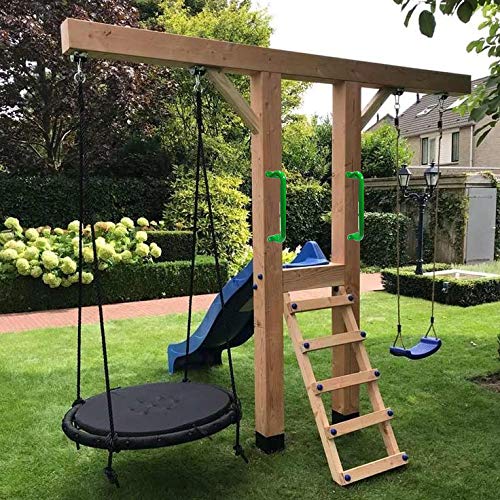 13'' Green Playground Handles Safety Grab Bar Indoor & Outdoor 2pcs | Heavy Duty Solid Metal, Smooth Glossy Powder Coated, Comfy Secure Handle Bar, Playset Playhouse Climbing Frame Jungle Gym - color: Green - A