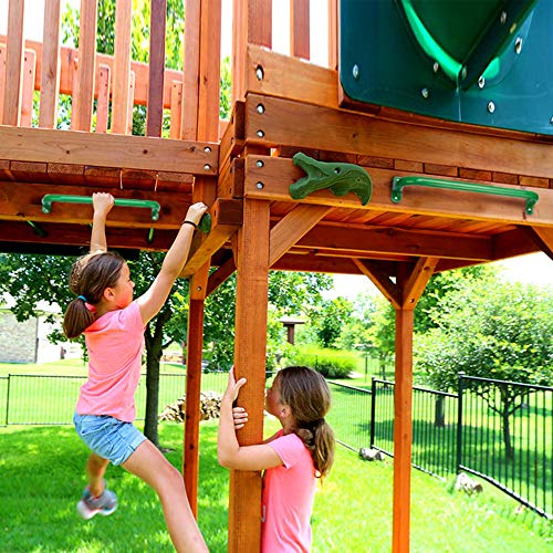 13'' Green Playground Handles Safety Grab Bar Indoor & Outdoor 2pcs | Heavy Duty Solid Metal, Smooth Glossy Powder Coated, Comfy Secure Handle Bar, Playset Playhouse Climbing Frame Jungle Gym - color: Green - A